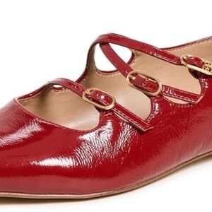 NEW*Sam Edelman Cass Strappy Ballet Mary J. Flats-Sz:7~scarlet lea patent leathe